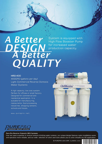 美國PurePro® HRO400 : 商用餐飲RO淨水器 - 400加侖超大製水量.可依需求選配儲水桶