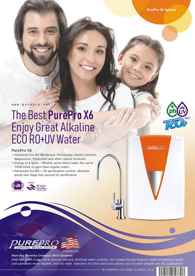 美國PurePro® X6紫外線鹼性RO活水機: 十大最佳淨水器PurePro X6(愛馬仕橘)-獨家優惠-免費升級不鏽鋼鵝頸