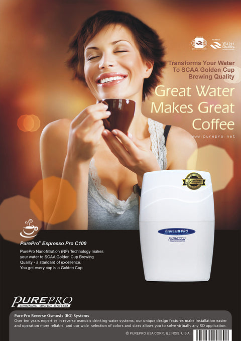 美國 PurePro® C100 咖啡機淨水器 - 全新配備具礦物保護技術的新一代逆滲透膜