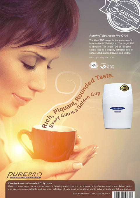 美國 PurePro® C100 咖啡機淨水器 - 全新配備具礦物保護技術的新一代逆滲透膜