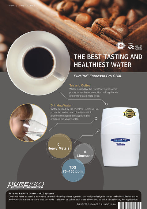 美國 PurePro® C200 咖啡機淨水器 - 全新配備具礦物保護技術的新一代逆滲透膜