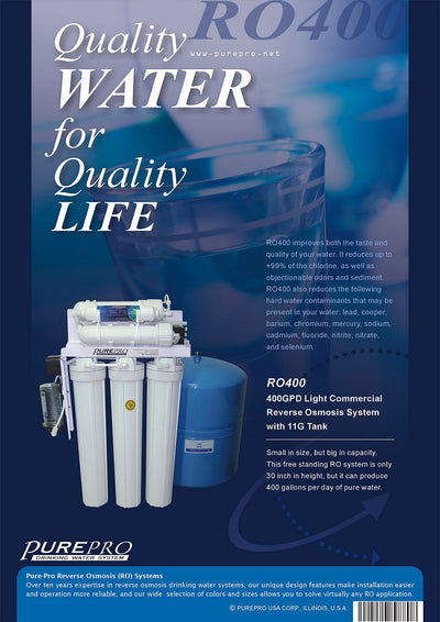 美國PurePro® RO400 : 商用餐飲RO淨水器 - 400加侖超大製水量.配11加侖儲水桶