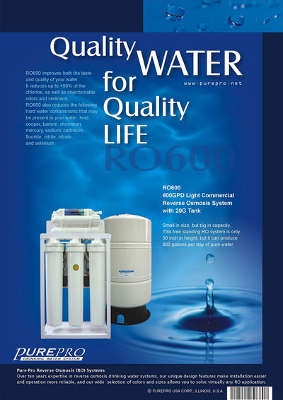 美國PurePro® RO600 : 商用餐飲RO淨水器 - 600加侖超大製水量.配20加侖儲水桶