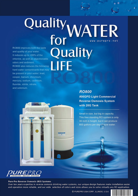 美國PurePro® RO800 : 商用餐飲RO淨水器 - 800加侖超大製水量.配20加侖儲水桶