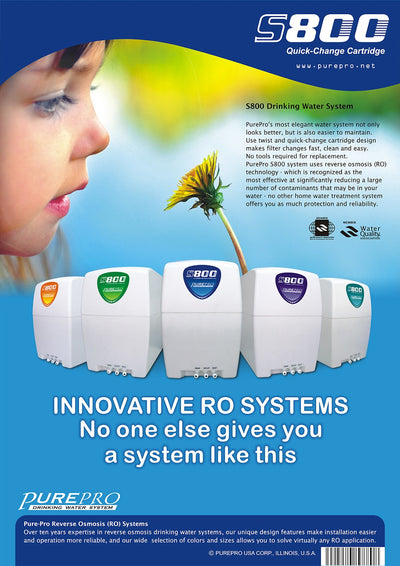 美國PurePro®紫外線RO淨水系統 S800-MUV 本週特賣活動贈: 前置濾心1份+水質檢測計+免費安裝