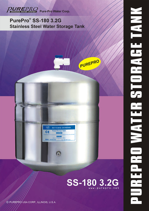 美國 PurePro®  3.2加侖 不鏽鋼 壓力儲水桶 ★ SS-180 3.2G 不鏽鋼RO儲水桶