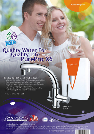 美國 PurePro® X6-214紫外線鹼性RO活水機-搭配RO三用龍頭.質感設計.品味彰顯